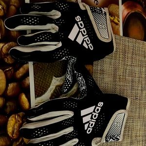Black and white adidas football gloves